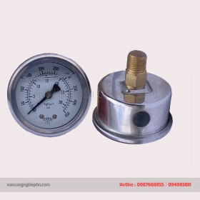 Đồng hồ áp lực chân ngang mặt dầu, mặt khí phi 63 , 100