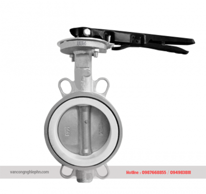 Van bướm inox ptfe tay gạt