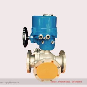 Van bi inox 3 ngả nối bích điện điều khiển