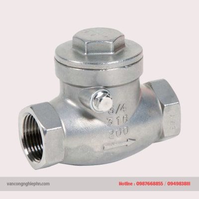 Van 1 chiều inox gang nối ren