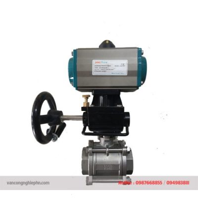Van bi 3pc điều khiển khí nén bao gồm tay quay